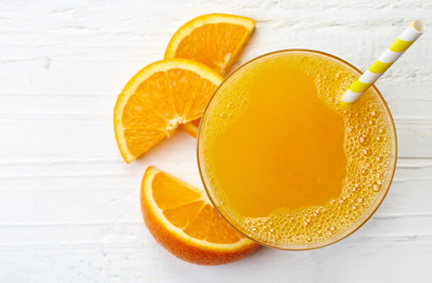 上から見たオレンジジュース